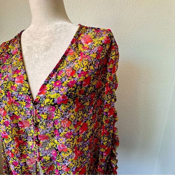 The East Order Freya Blouse Long Sleeve Floral Sheer Romantic Floral SZ XS - Picture 6 of 15